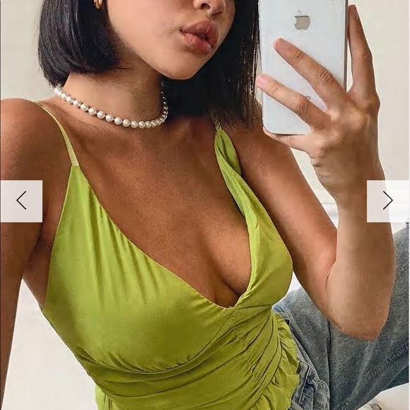 WOVEN RUCHED RUFFLE CAMISOLE - Picture 3 of 3